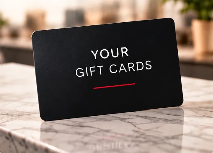 A gift card reading Your gift cards